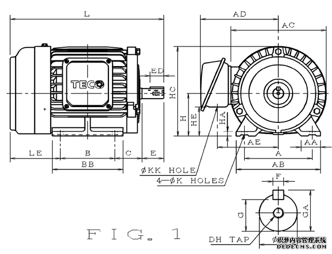 東元電機(jī)AEEFF3 1HP 4P 臥式 圖紙